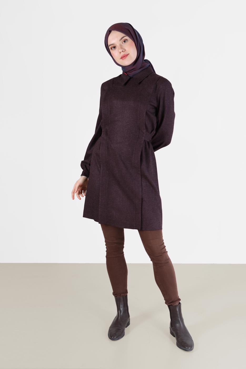 Tesettür giyim MÜRDÜM ALVİNA BAĞLAMA DETAYLI TUNİK T 42377