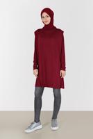 Tesettür giyim BORDO ALVİNA DÖKÜMLÜ YAKA TUNİK T 42389 