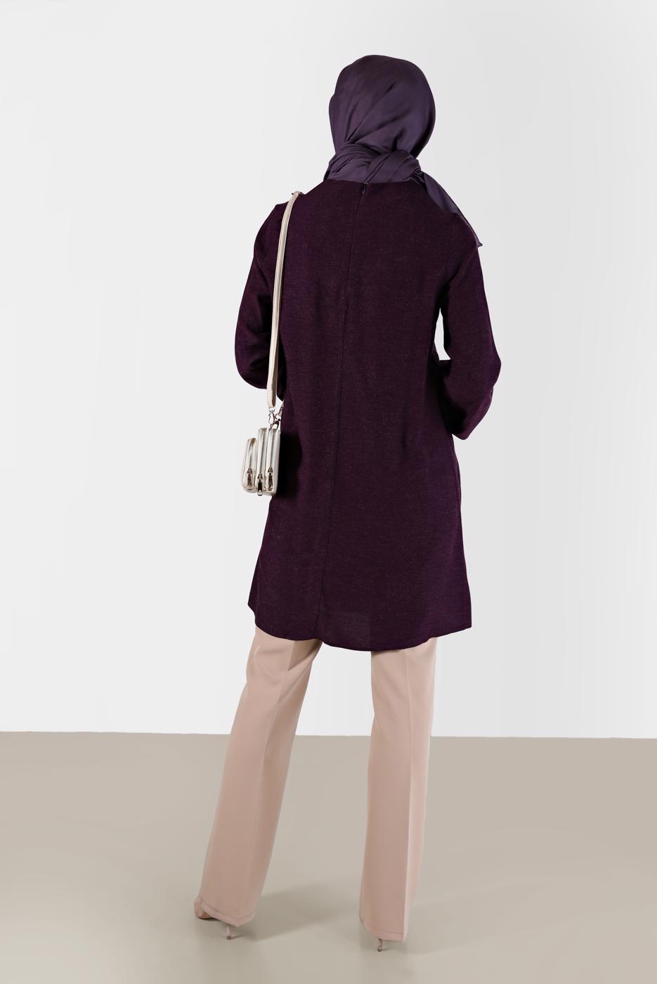 Tesettür giyim MOR ALVİNA KURDELE DETAYLI TUNİK T 42394 