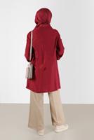 Tesettür giyim KIRMIZI ALVİNA KURDELE DETAYLI TUNİK T 42394 