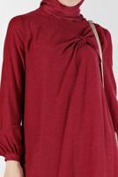 Tesettür giyim KIRMIZI ALVİNA KURDELE DETAYLI TUNİK T 42394 