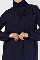 Tesettür giyim LACİVERT ALVİNA KURDELE DETAYLI TUNİK T 42394 