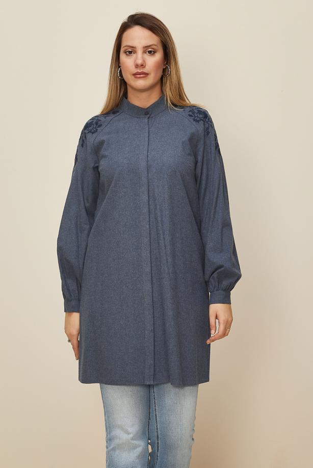 Tesettür giyim LACİVERT T 42395 ALVİNA 3400 TUNİK 40/46 TEK38 - TRENDTESETTÜR