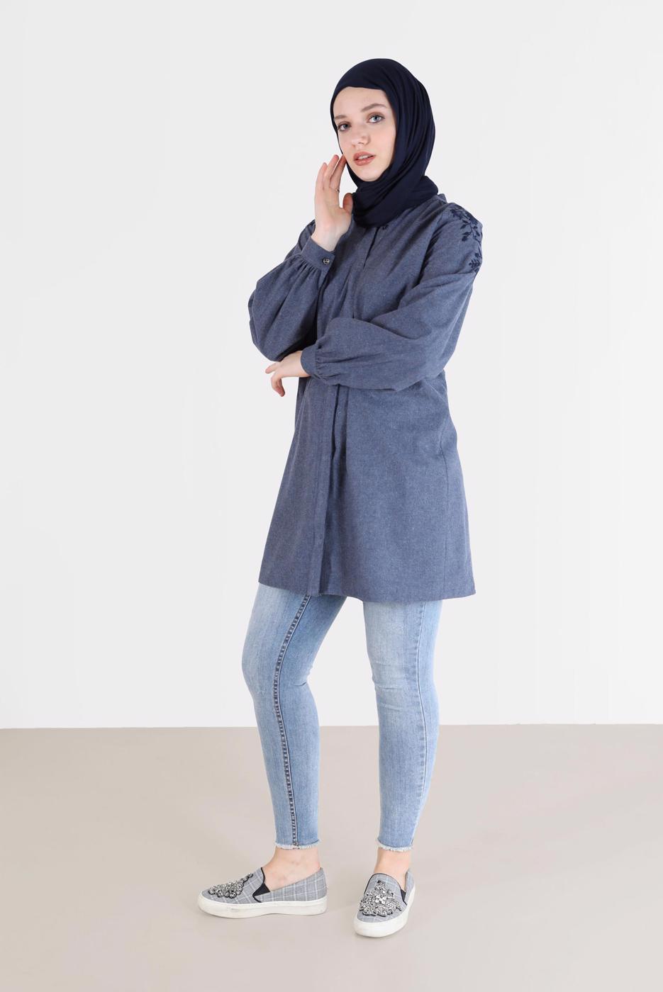 Hijab clothing BLUE ALVINA EMBROIDERED TUNIC T 42395