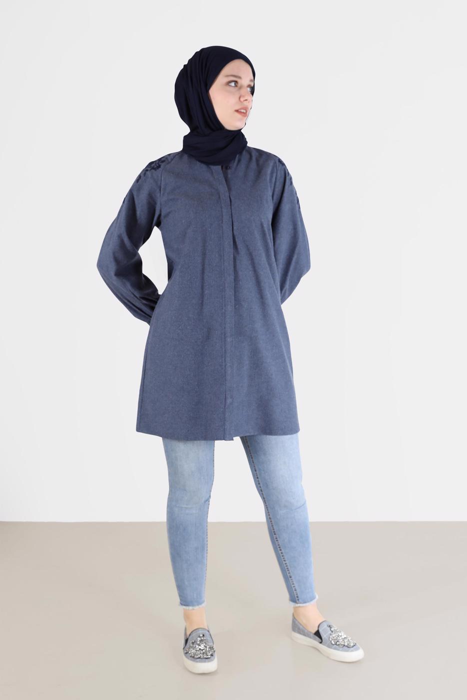 Hijab clothing BLUE ALVINA EMBROIDERED TUNIC T 42395