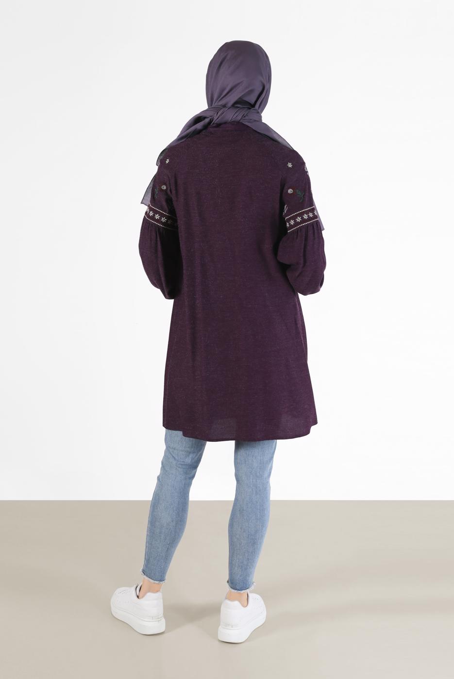 Tesettür giyim MOR ALVİNA İŞLEME DETAYLI TUNİK T 42396 