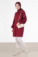 Tesettür giyim KIRMIZI ALVİNA İŞLEME DETAYLI TUNİK T 42396 