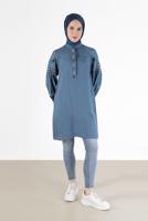Tesettür giyim YEŞİL ALVİNA İŞLEME DETAYLI TUNİK T 42396 