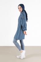 Tesettür giyim YEŞİL ALVİNA İŞLEME DETAYLI TUNİK T 42396 