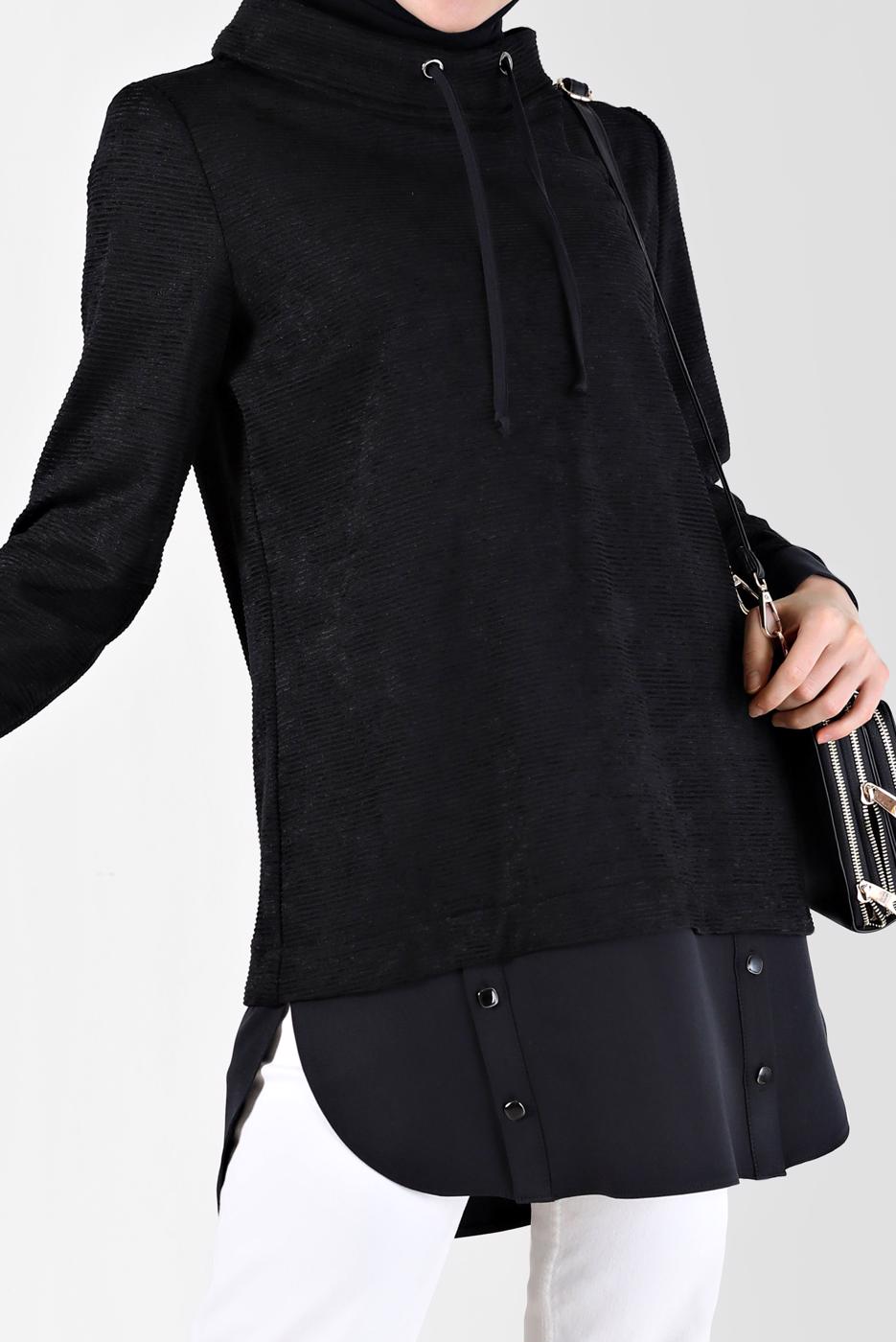 Tesettür giyim SİYAH ALVİNA KADİFE TUNİK T 42397