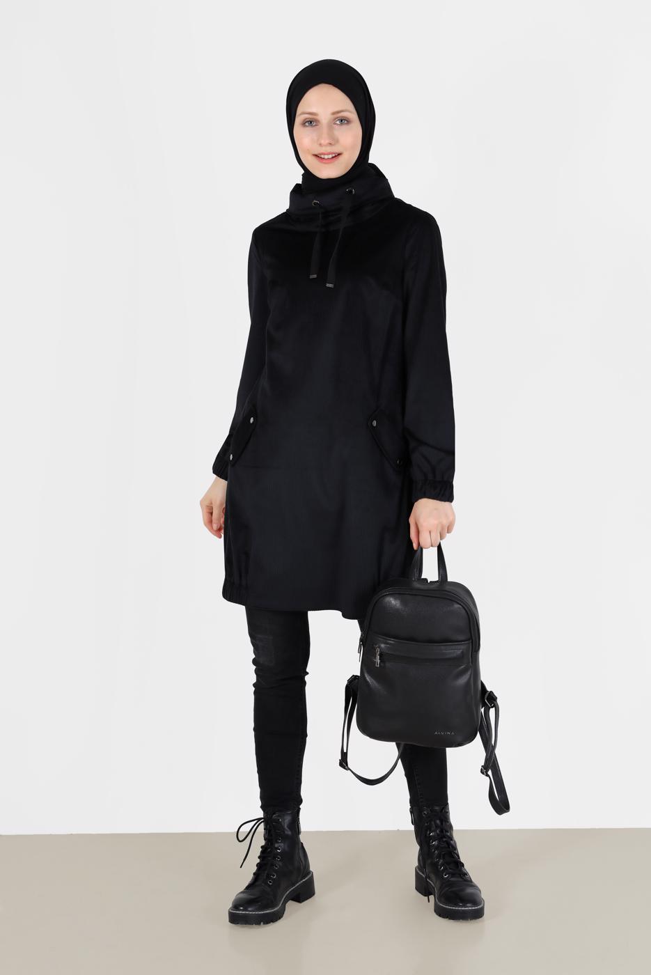Tesettür giyim SİYAH ALVİNA TESETTÜR TUNİK T 42420
