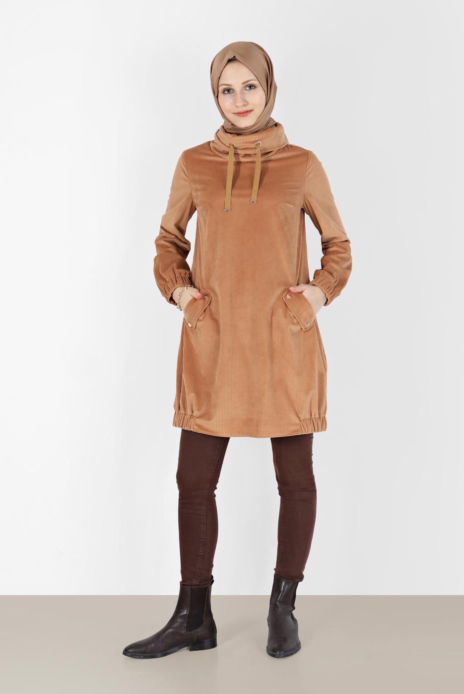 Tesettür giyim KAHVE ALVİNA TESETTÜR TUNİK T 42420