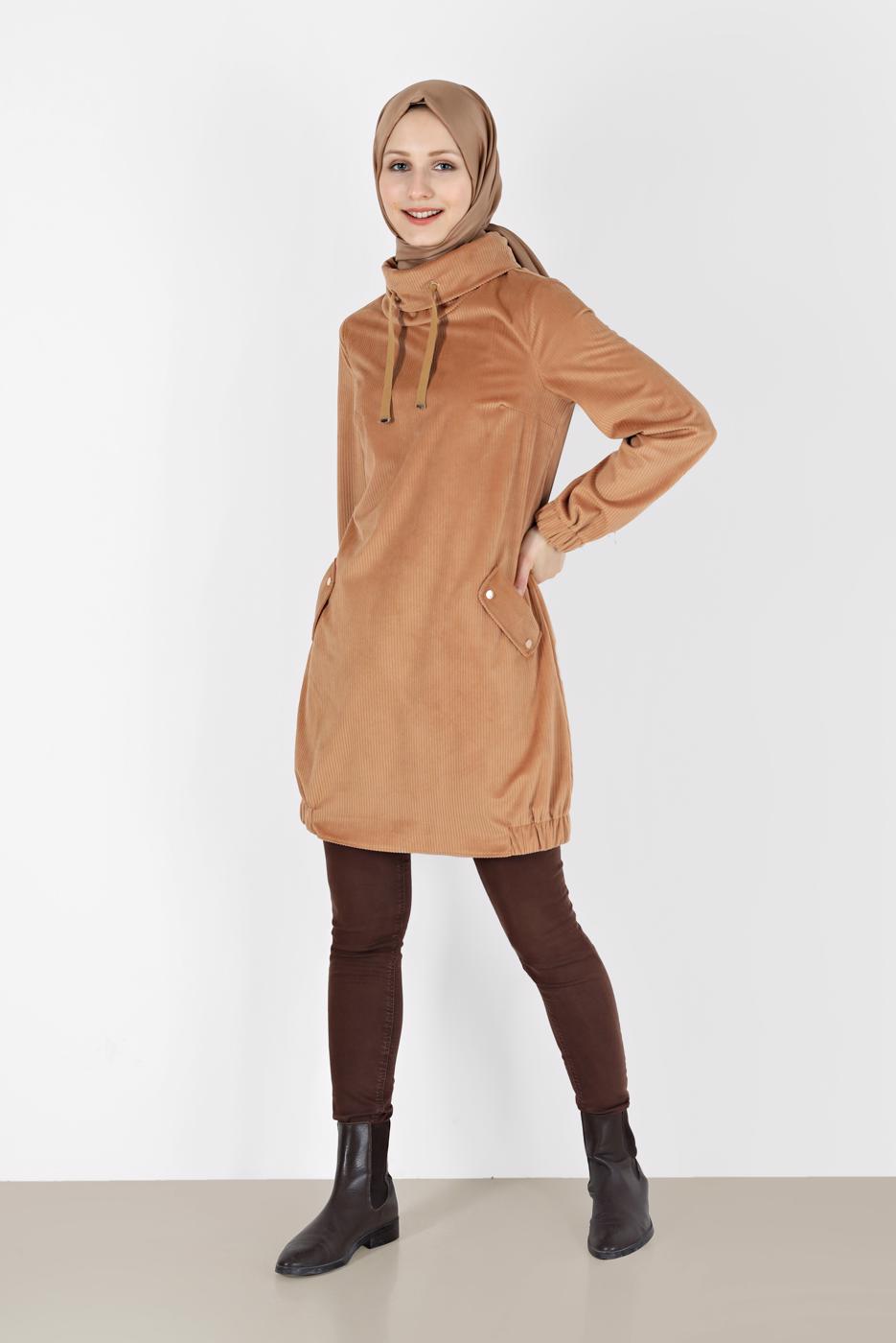 Tesettür giyim KAHVE ALVİNA TESETTÜR TUNİK T 42420