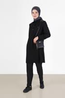 Tesettür giyim SİYAH ALVİNA OMUZLARI TAŞ DETAYLI TUNİK T 42429