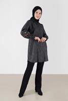 Tesettür giyim SİYAH ALVİNA GÖMLEK YAKA TUNİK T 42432
