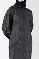 Tesettür giyim SİYAH ALVİNA GÖMLEK YAKA TUNİK T 42432