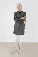 Tesettür giyim HAKİ ALVİNA GÖMLEK YAKA TUNİK T 42432