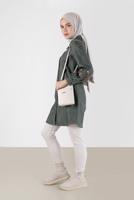 Tesettür giyim HAKİ ALVİNA GÖMLEK YAKA TUNİK T 42432