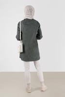 Tesettür giyim HAKİ ALVİNA GÖMLEK YAKA TUNİK T 42432