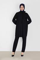 Hijab clothing NAVY BLUE ALVINA TUNIC WITH TIED COLLAR T 42443