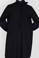 Hijab clothing NAVY BLUE ALVINA TUNIC WITH TIED COLLAR T 42443