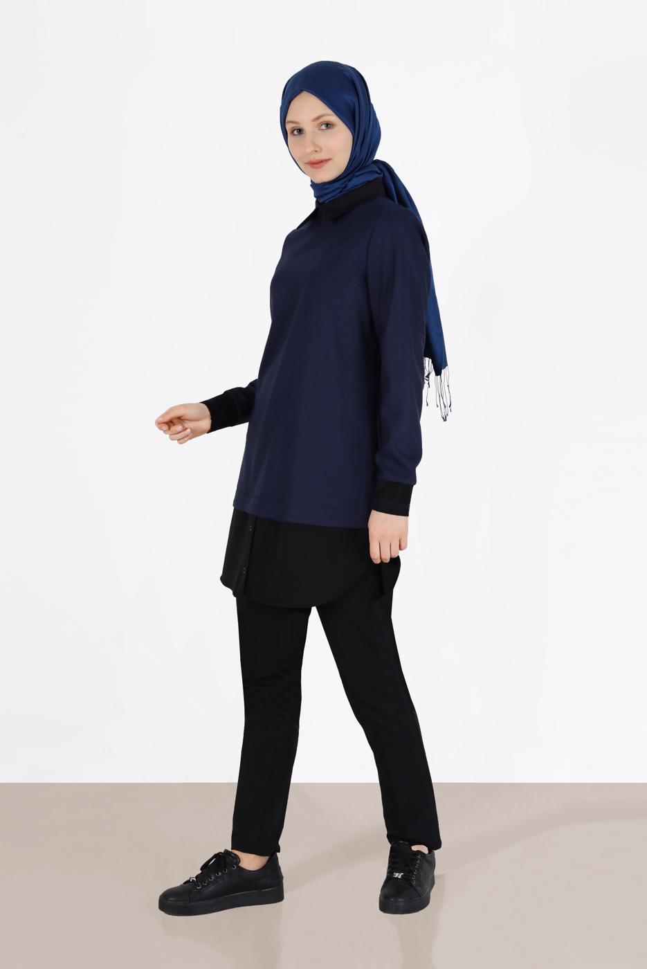 Hijab clothing BLUE ALVINA SHIRT COLLAR TUNIC T 42444