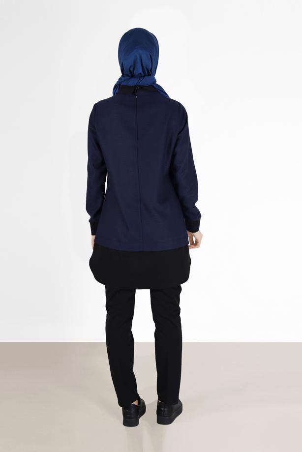 Hijab clothing BLUE ALVINA SHIRT COLLAR TUNIC T 42444 - TRENDTESETTÜR