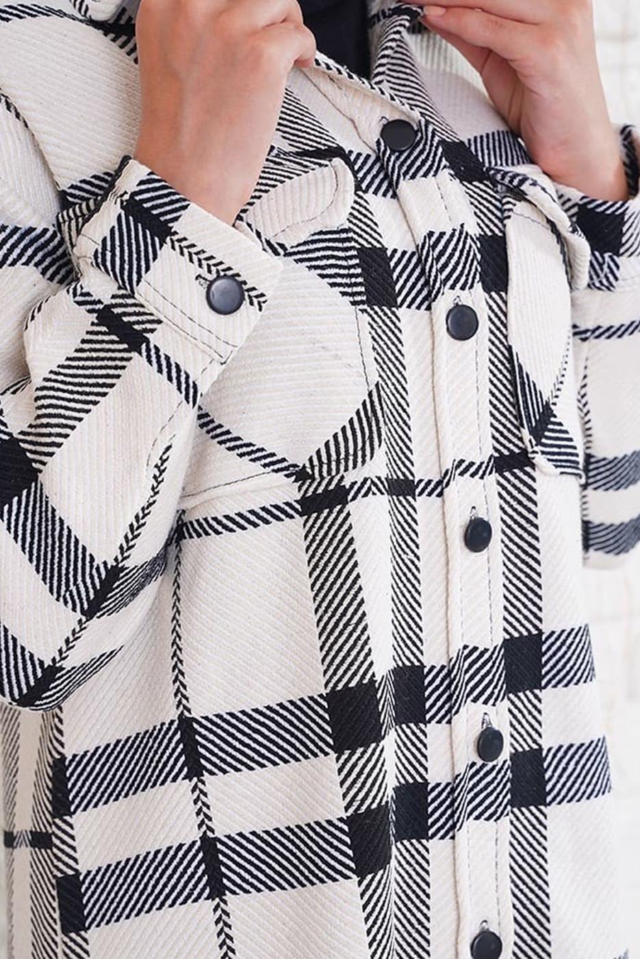 Tesettür giyim KREM EKOSE DESEN TUNİK 8007 