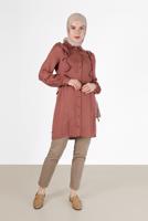 Tesettür giyim KAHVE ALVİNA FIRFIR DETAYLI TUNİK T 42390 