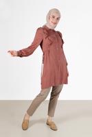 Tesettür giyim KAHVE ALVİNA FIRFIR DETAYLI TUNİK T 42390 