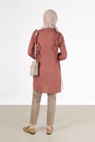 Tesettür giyim KAHVE ALVİNA FIRFIR DETAYLI TUNİK T 42390 