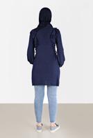 Tesettür giyim LACİVERT ALVİNA FIRFIR DETAYLI TUNİK T 42390 