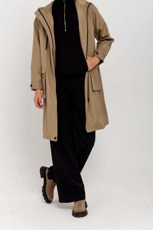 Vêtements hijab  POCKET DETAIL HOODED TRENCH COAT T 130  - TRENDTESETTÜR