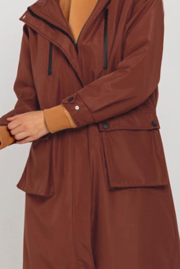 Vêtements hijab  POCKET DETAIL HOODED TRENCH COAT T 130  - TRENDTESETTÜR