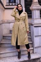 Vêtements hijab BRUN TRENCH-COAT DOUBLE BOUTONNAGE À CEINTURE 0167