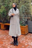 Vêtements hijab MULTICOLORE TRENCH-COAT EN TWEED À CARREAUX AVEC POCHES 1011