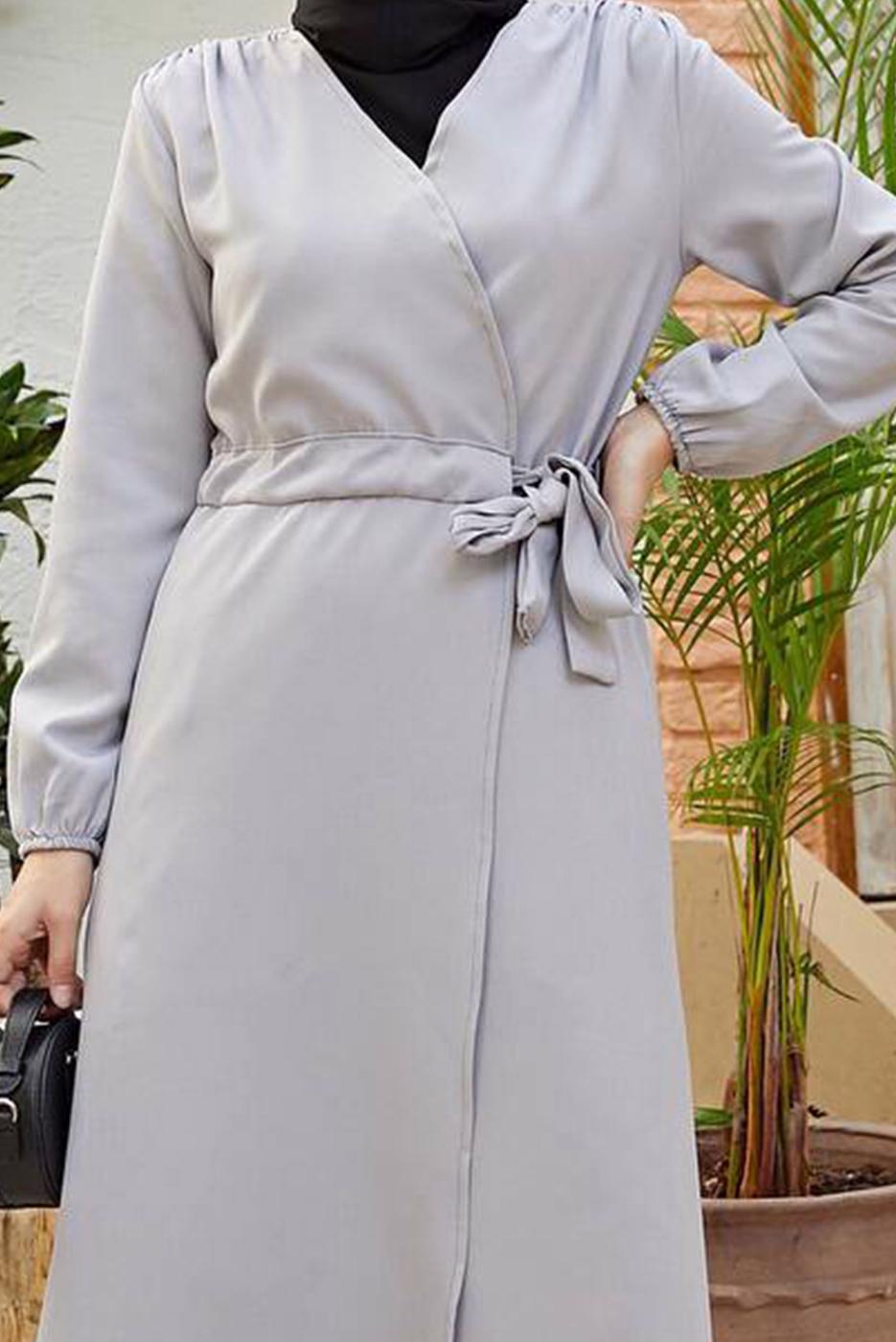 Hijab clothing GREY TIE DETAIL JACKET T 2001 