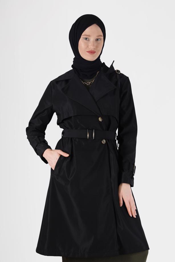 Hijab clothing  BUTTONED TRENCH COAT 3565  - TRENDTESETTÜR