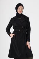 Hijab clothing BLACK BUTTONED TRENCH COAT 3565