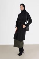 Hijab clothing BLACK BUTTONED TRENCH COAT 3565