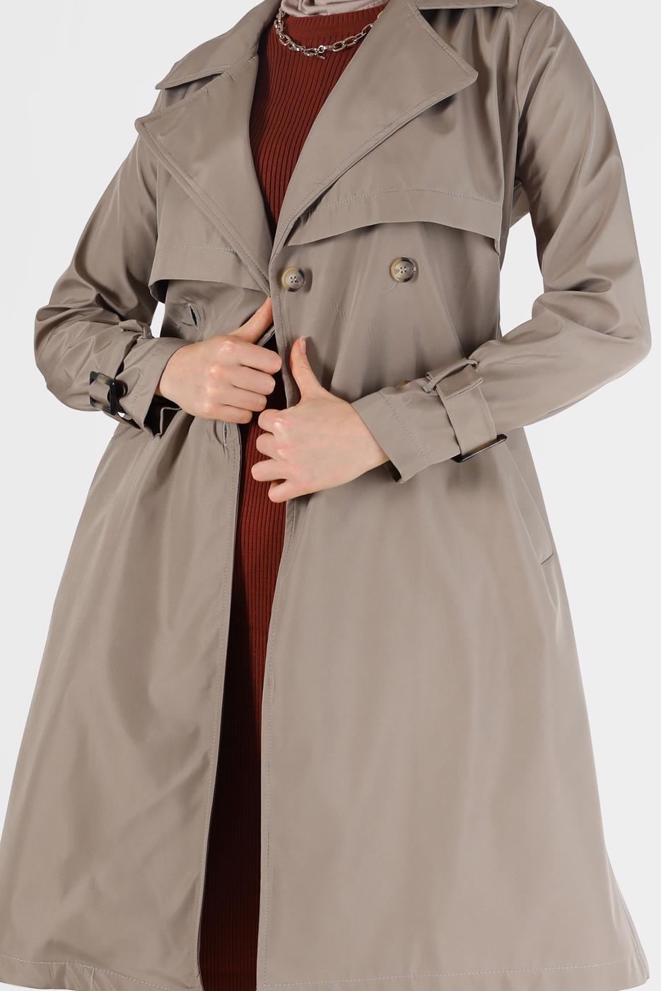 Hijab clothing MINK BUTTONED TRENCH COAT 3565