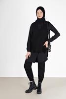 Vêtements hijab NOIR PULL EN MAILLE À FRANGES 14541