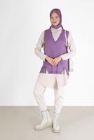 Vêtements hijab POURPRE PULL EN MAILLE À FRANGES 14541