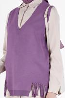 Vêtements hijab POURPRE PULL EN MAILLE À FRANGES 14541