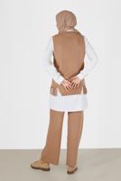 Tesettür giyim KAHVE PÜSKÜL DETAYLI TRİKO SÜVETER 14541 