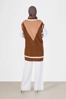 Tesettür giyim KAHVE ÜÇ RENK V YAKA SÜVETER 15541 