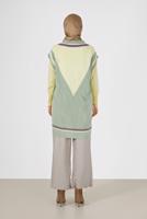 Tesettür giyim YEŞİL ÜÇ RENK V YAKA SÜVETER 15541 