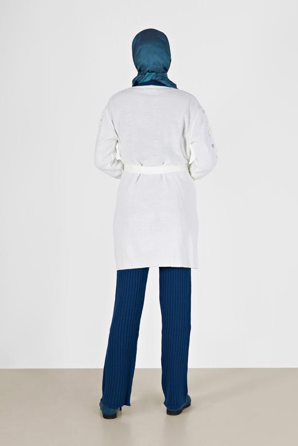 Vêtements hijab  EYELET DETAIL BELTED KNITWEAR CARDIGAN 23541  - TRENDTESETTÜR