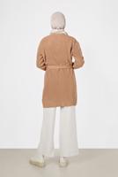 Vêtements hijab BRUN CARDIGAN EN MAILLE AVEC CEINTURE À ILLETS 23541
