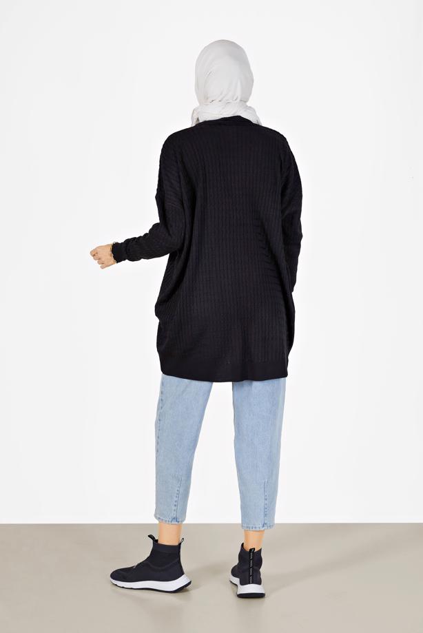 Hijab-Kleidung  SAÇ ÖRGÜLÜ TRİKO HIRKA 52541  - TRENDTESETTÜR